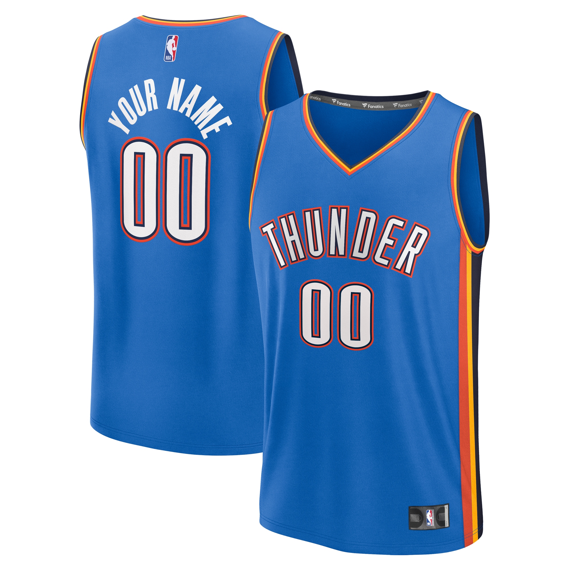 Oklahoma City Thunder mens oklahoma city thunder fanatics blue fast break custom replica jersey – icon edition | NBA Store