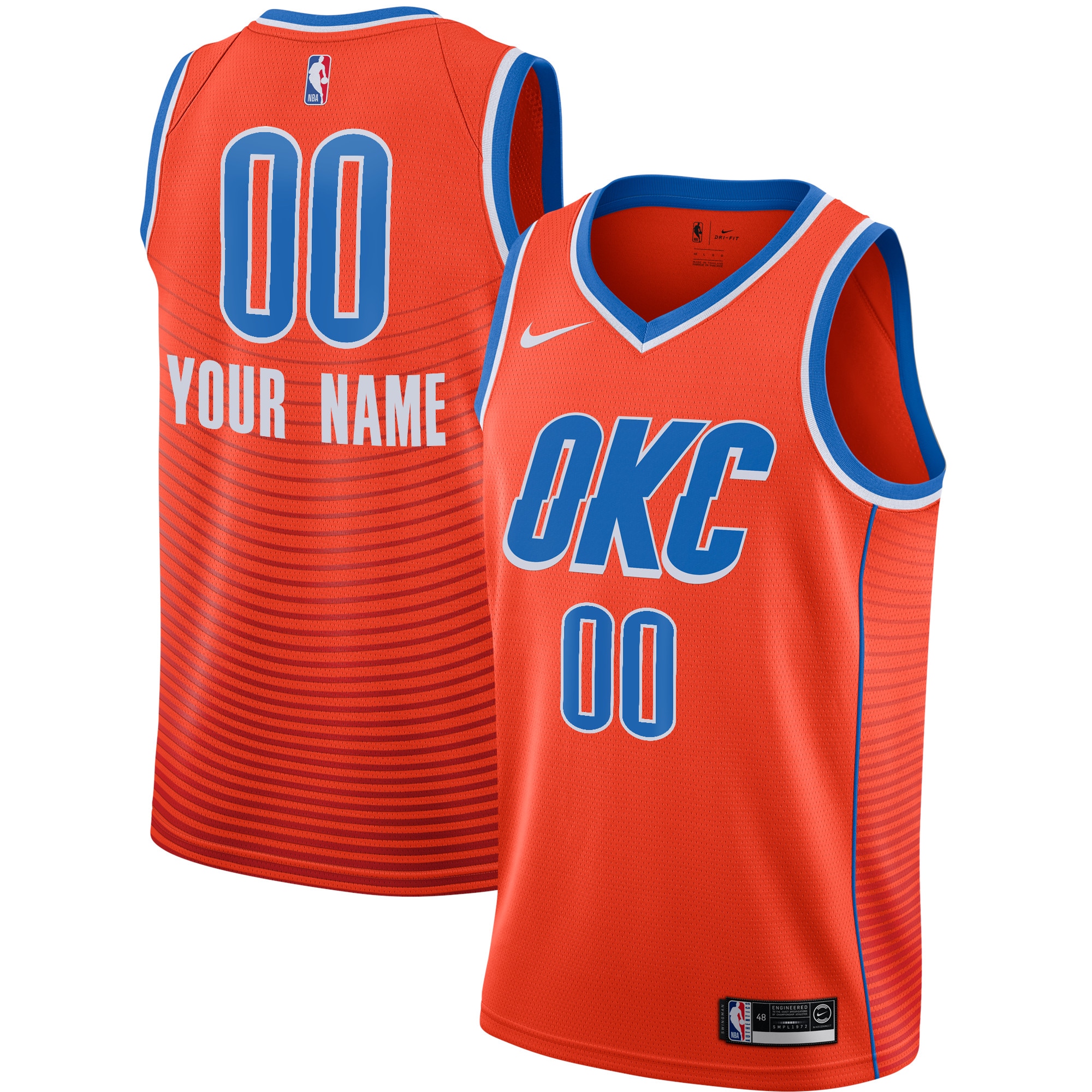 Oklahoma City Thunder mens oklahoma city thunder jordan brand orange swingman custom jersey – statement edition | NBA Store