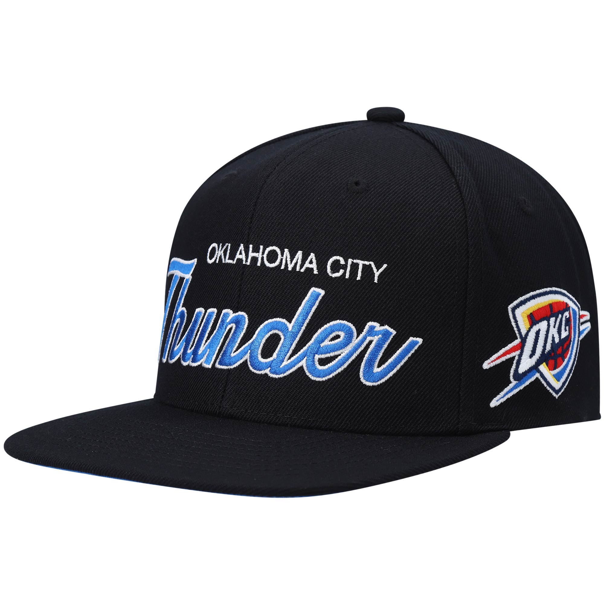 Oklahoma City Thunder mens oklahoma city thunder mitchell  ness black hardwood classics script 2.0 snapback hat | NBA Store