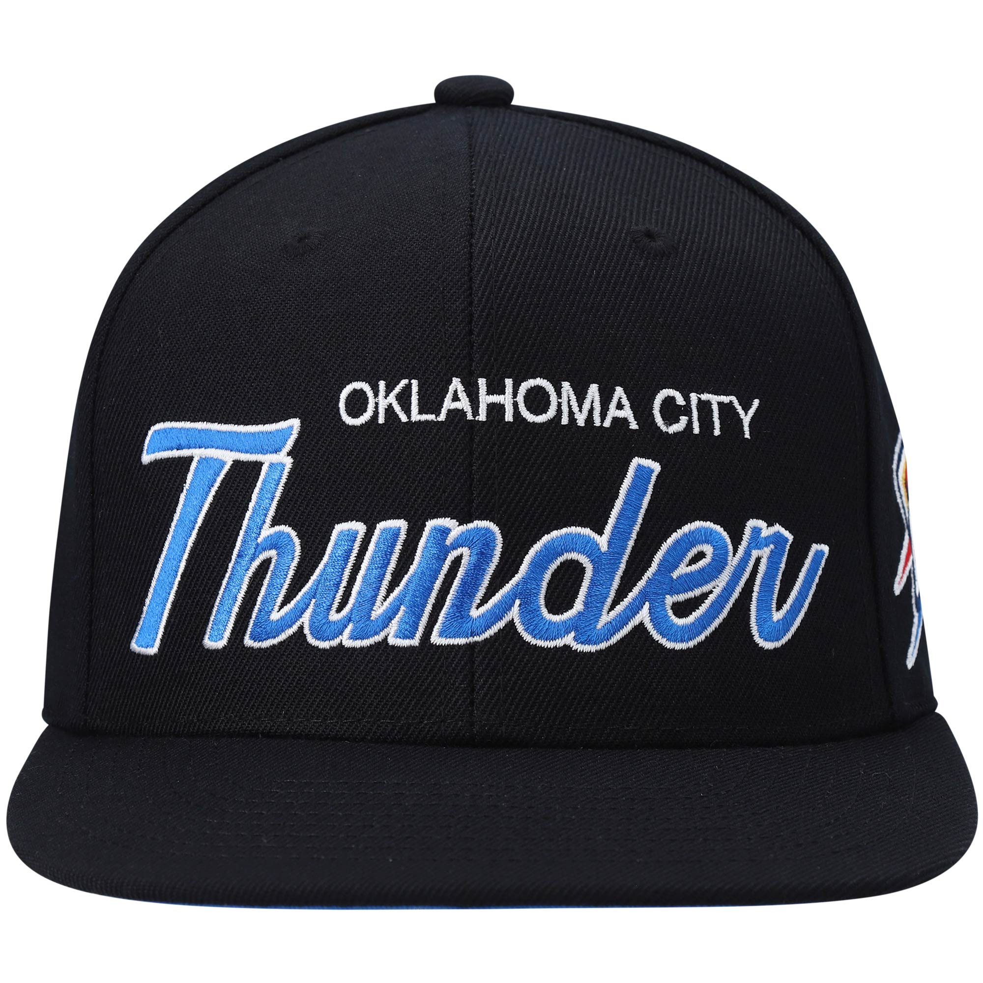Oklahoma City Thunder mens oklahoma city thunder mitchell  ness black hardwood classics script 2.0 snapback hat | NBA Store