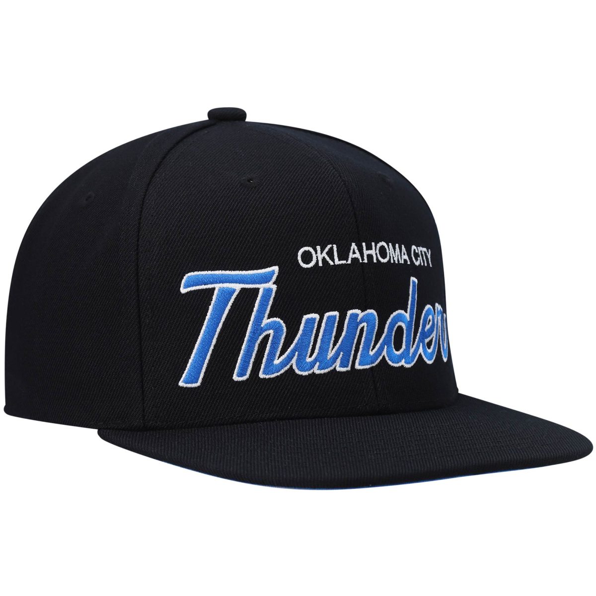 Oklahoma City Thunder mens oklahoma city thunder mitchell  ness black hardwood classics script 2.0 snapback hat | NBA Store