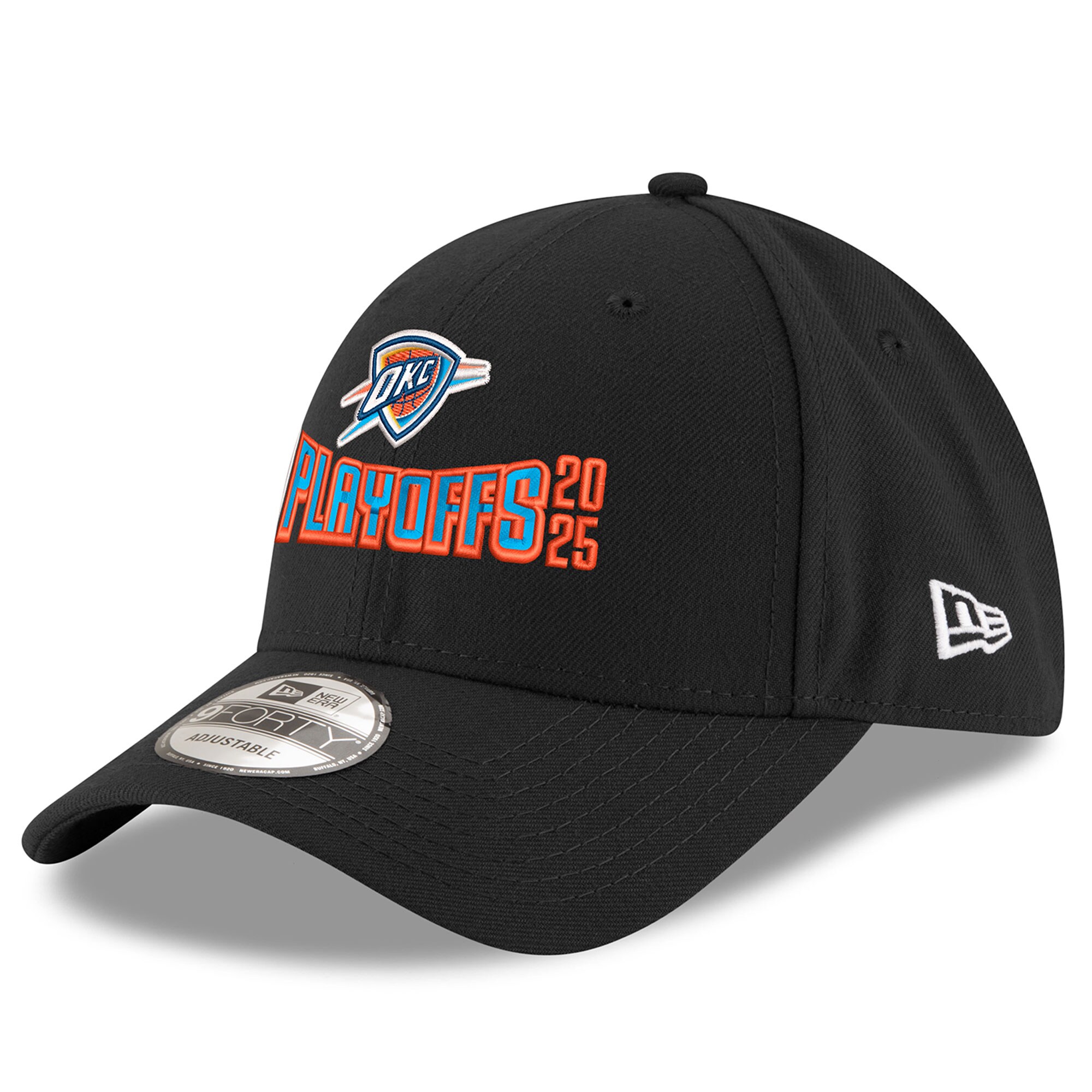 Oklahoma City Thunder mens oklahoma city thunder new era black 2025 nba playoffs 9forty adjustable hat | NBA Store