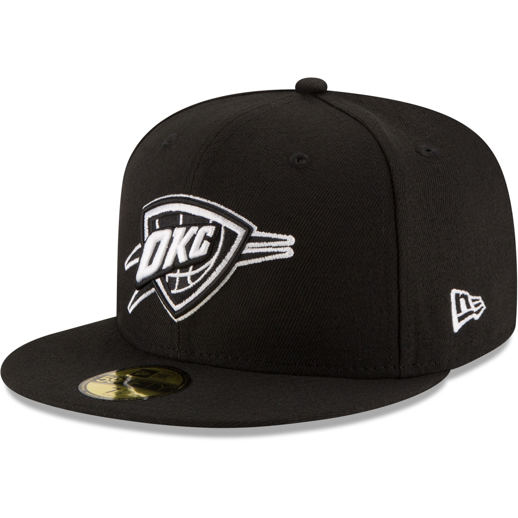 Oklahoma City Thunder mens oklahoma city thunder new era black black  white logo 59fifty fitted hat | NBA Store
