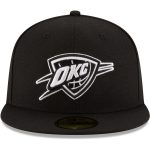 Oklahoma City Thunder mens oklahoma city thunder new era black black  white logo 59fifty fitted hat | NBA Store
