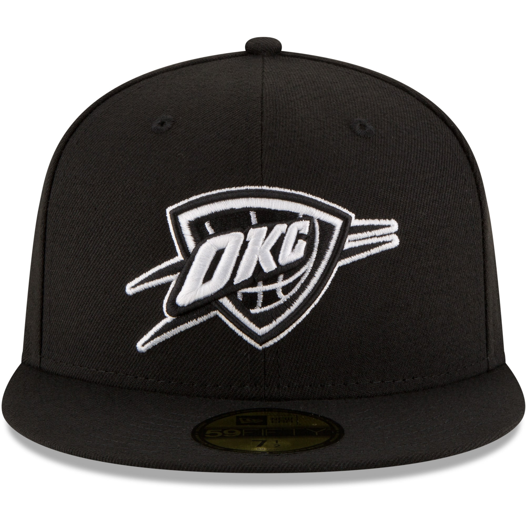 Oklahoma City Thunder mens oklahoma city thunder new era black black  white logo 59fifty fitted hat | NBA Store