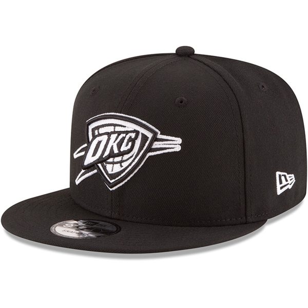 Oklahoma City Thunder mens oklahoma city thunder new era black black  white logo 9fifty adjustable snapback hat | NBA Store