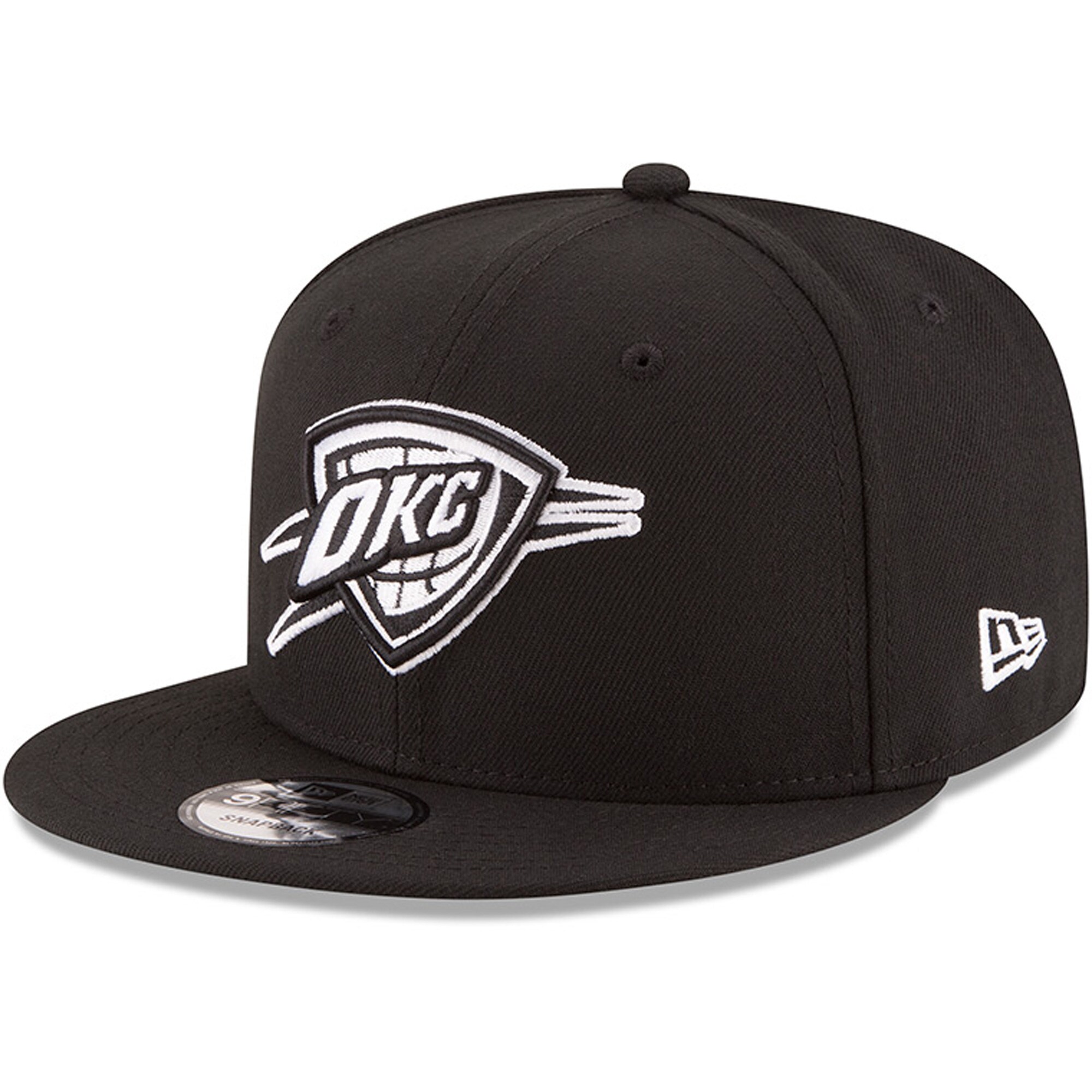 Oklahoma City Thunder mens oklahoma city thunder new era black black  white logo 9fifty adjustable snapback hat | NBA Store