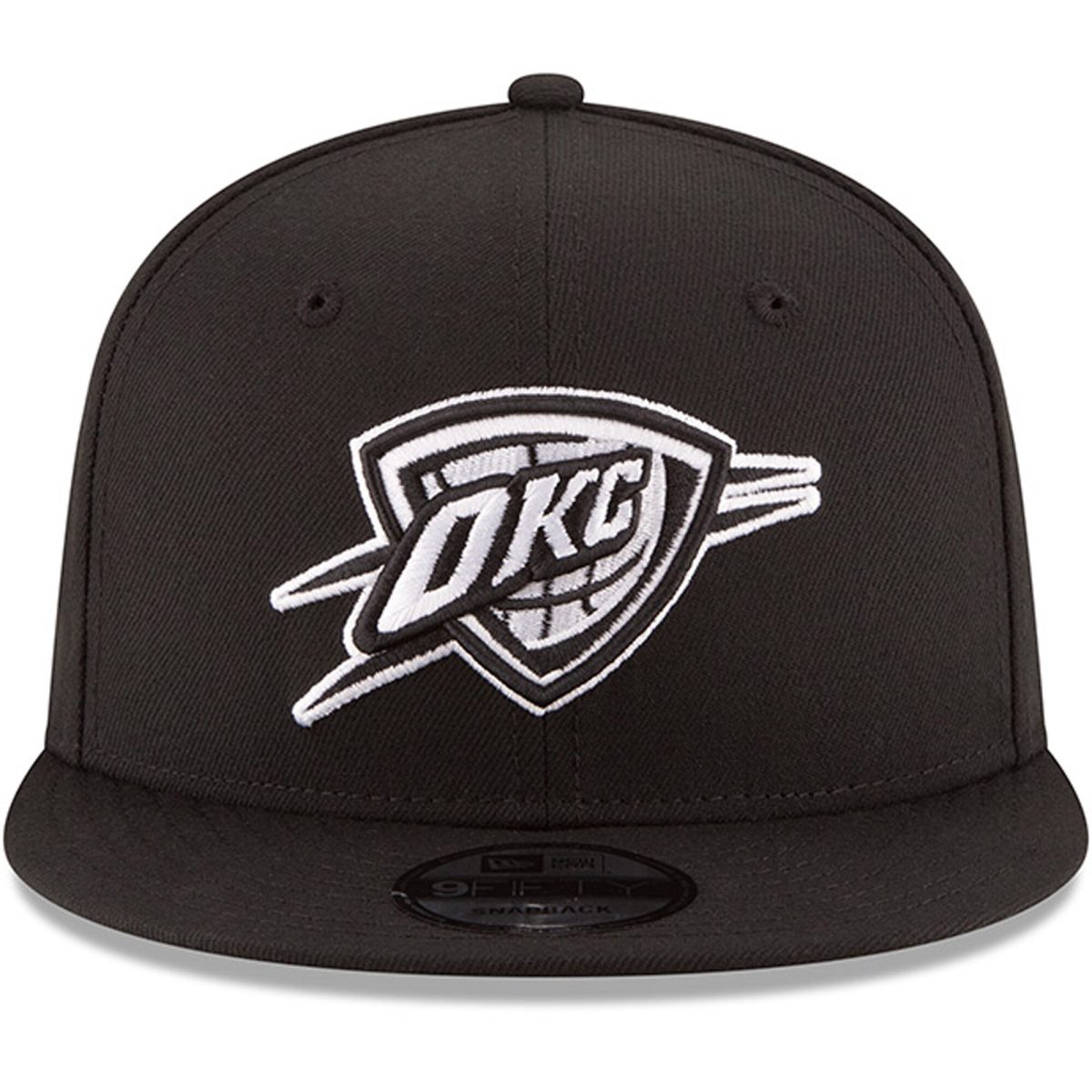 Oklahoma City Thunder mens oklahoma city thunder new era black black  white logo 9fifty adjustable snapback hat | NBA Store
