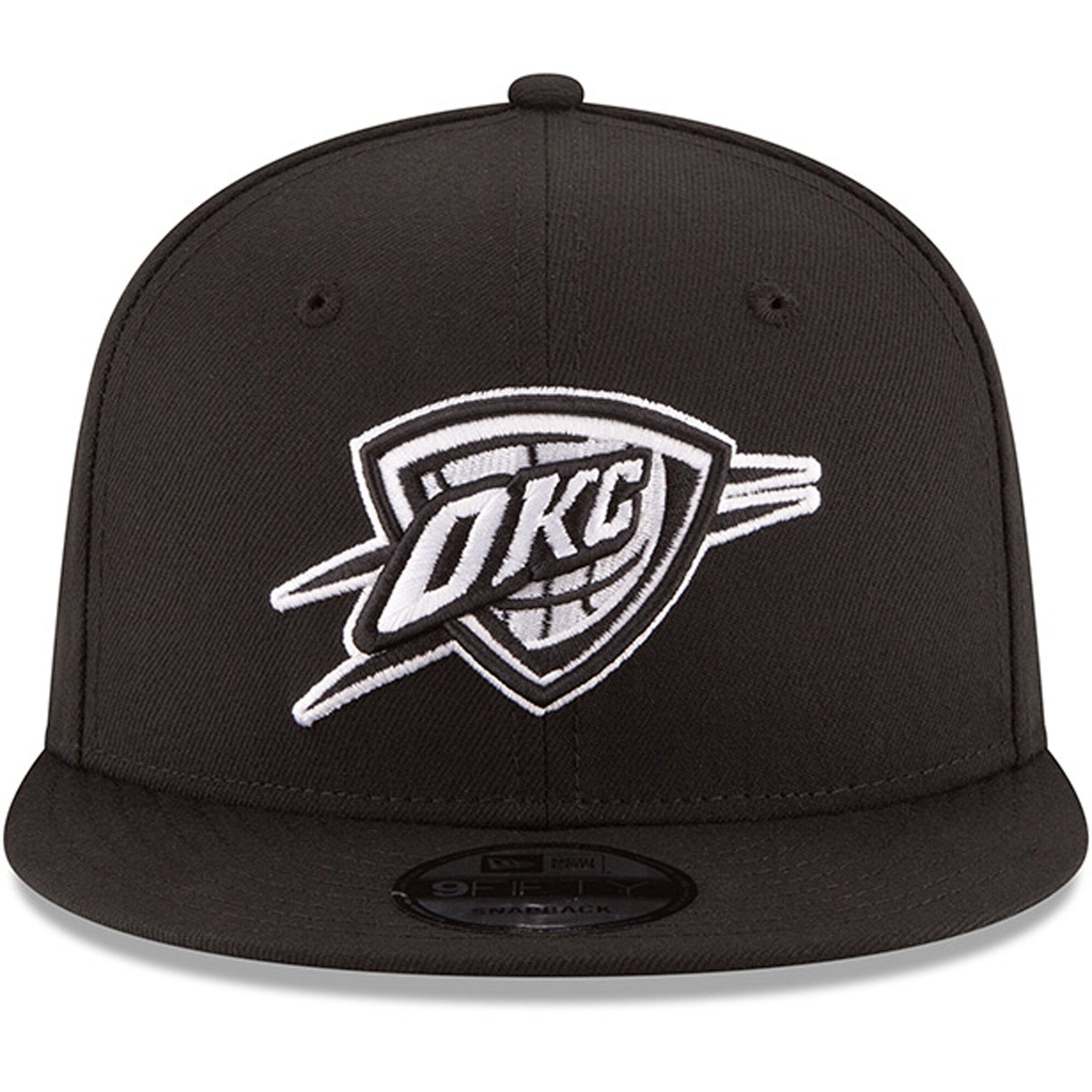 Oklahoma City Thunder mens oklahoma city thunder new era black black  white logo 9fifty adjustable snapback hat | NBA Store