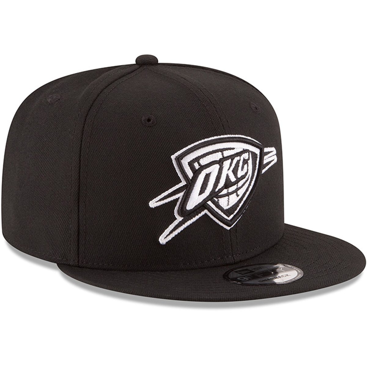 Oklahoma City Thunder mens oklahoma city thunder new era black black  white logo 9fifty adjustable snapback hat | NBA Store