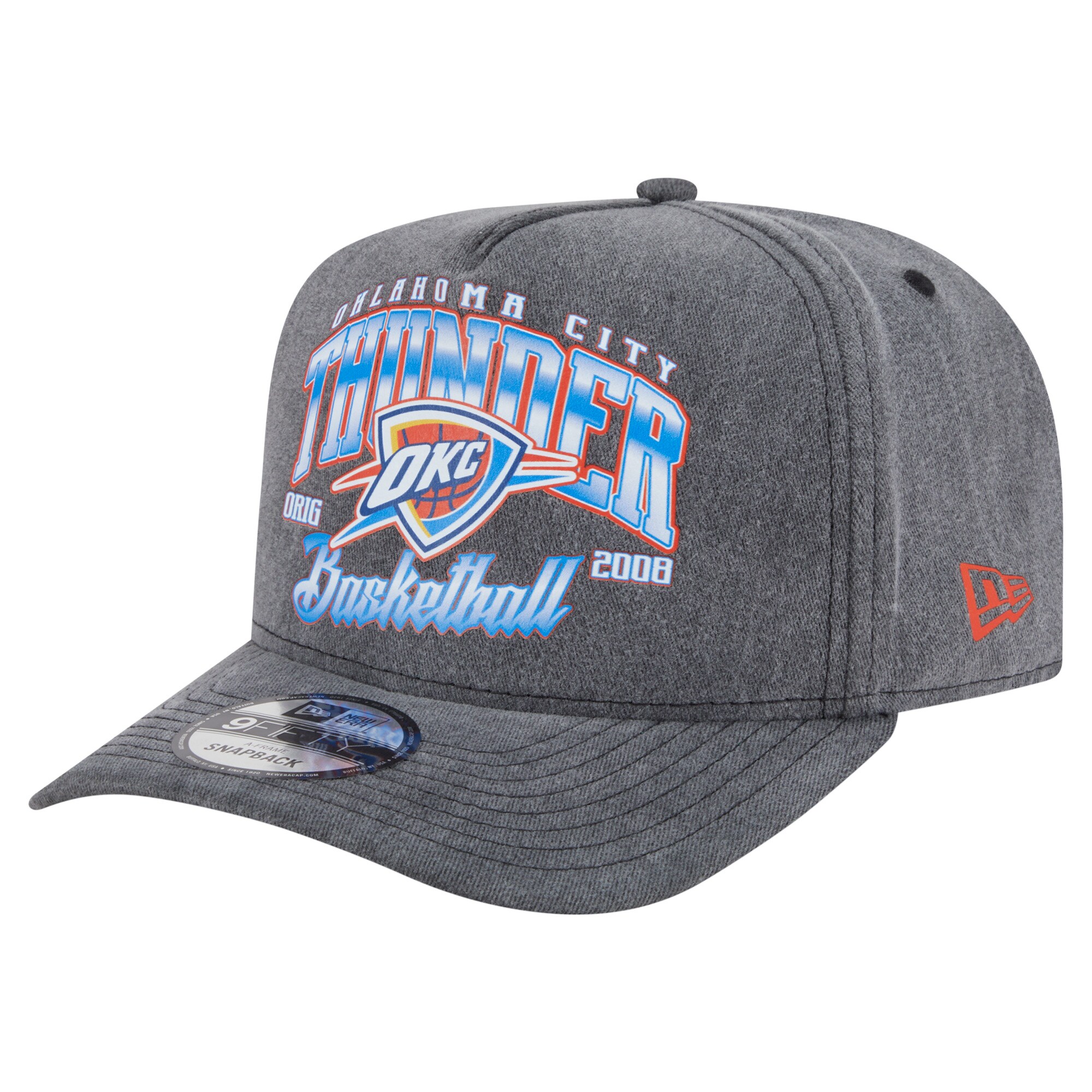 Oklahoma City Thunder mens oklahoma city thunder new era charcoal throwback washed pre-curved 9fifty snapback hat | NBA Store