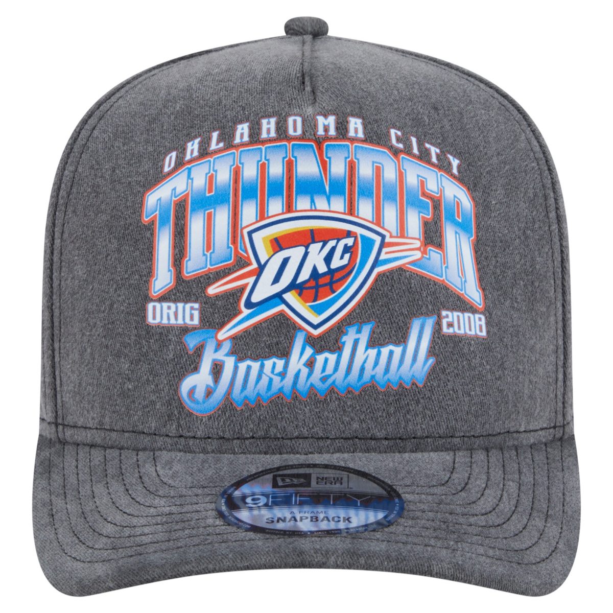 Oklahoma City Thunder mens oklahoma city thunder new era charcoal throwback washed pre-curved 9fifty snapback hat | NBA Store