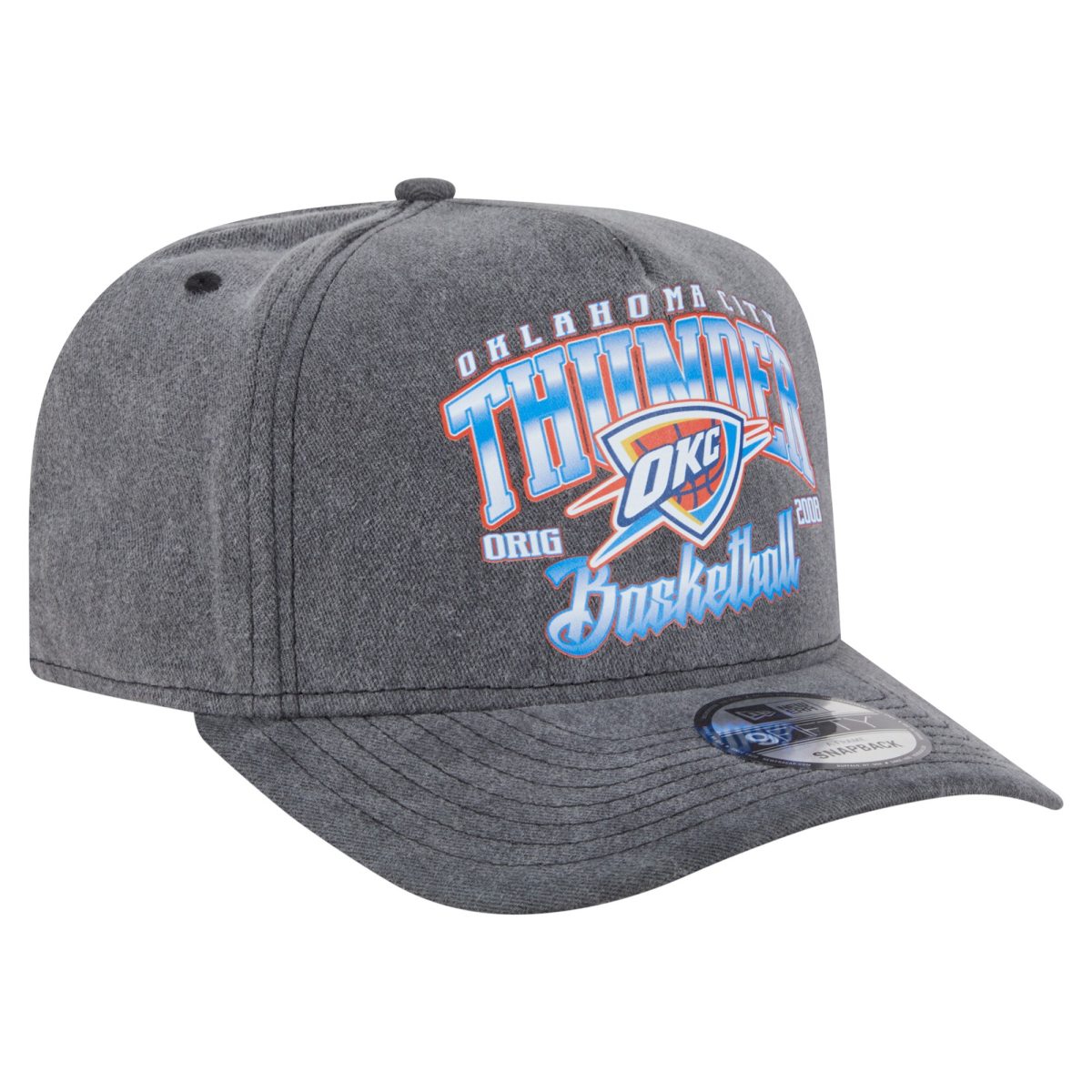 Oklahoma City Thunder mens oklahoma city thunder new era charcoal throwback washed pre-curved 9fifty snapback hat | NBA Store