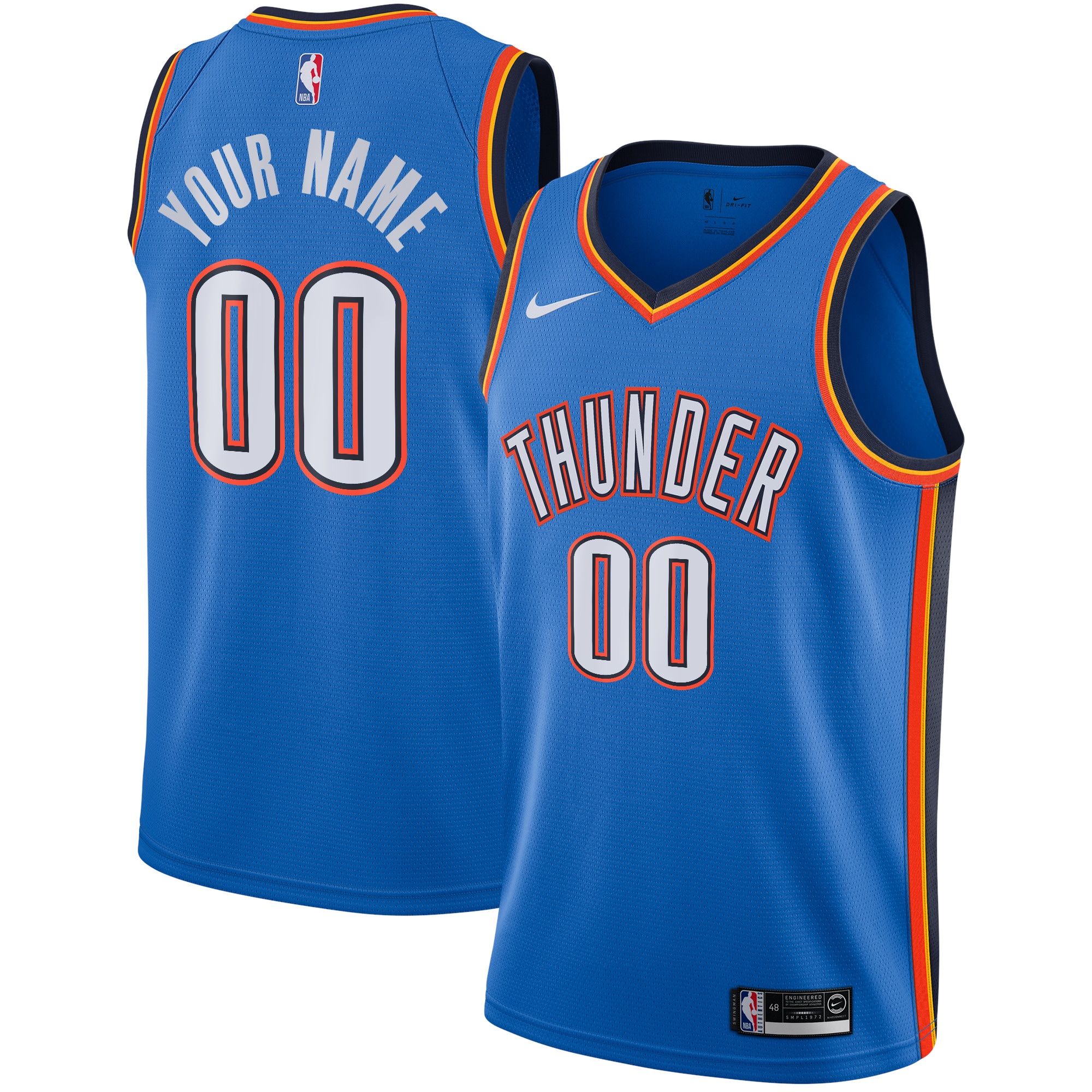 Oklahoma City Thunder mens oklahoma city thunder nike blue custom swingman jersey – icon edition | NBA Store