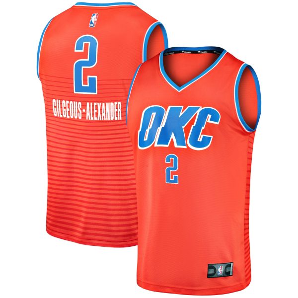 Oklahoma City Thunder mens oklahoma city thunder shai gilgeous-alexander fanatics orange fast break team replica jersey – statement edition | NBA Store