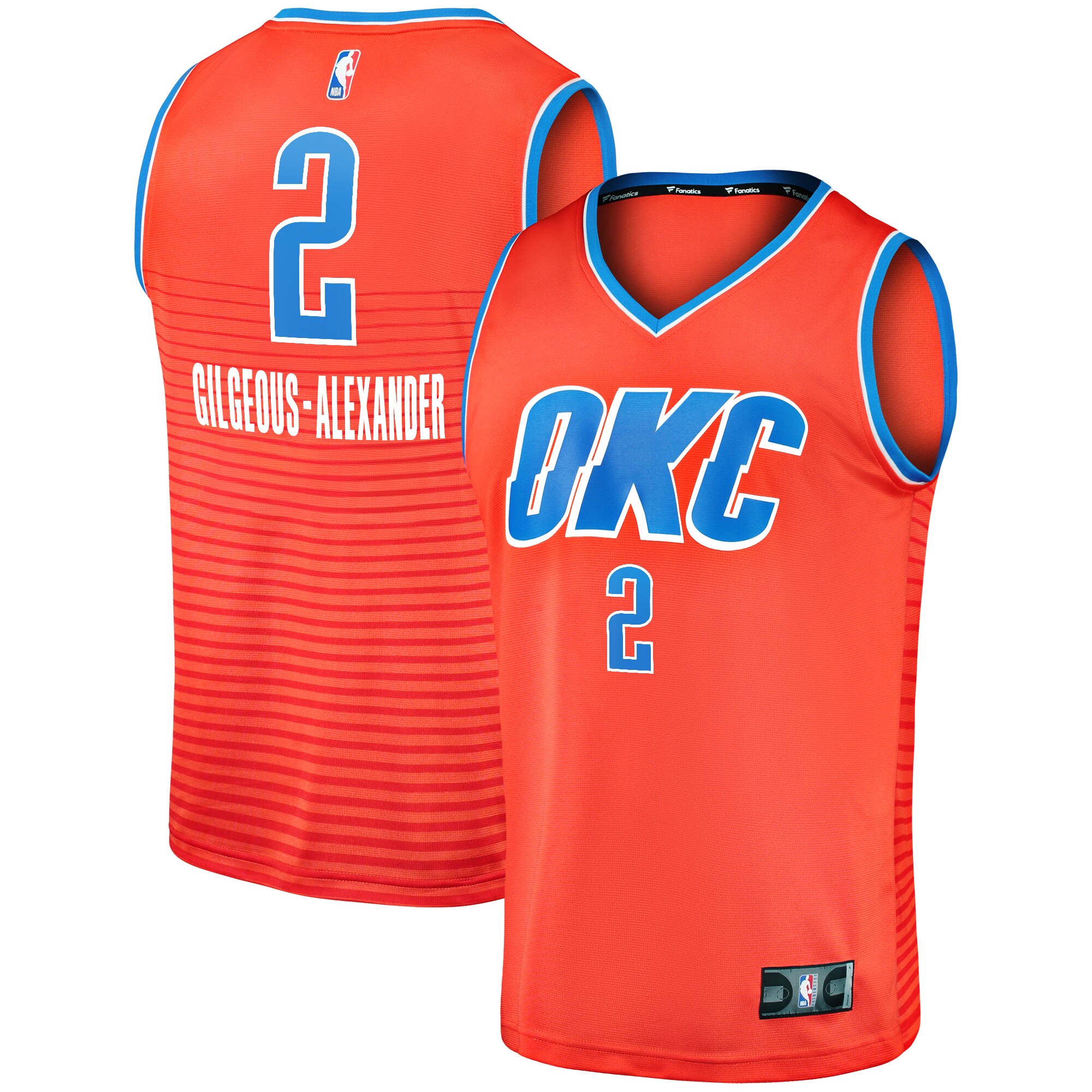 Oklahoma City Thunder mens oklahoma city thunder shai gilgeous-alexander fanatics orange fast break team replica jersey – statement edition | NBA Store