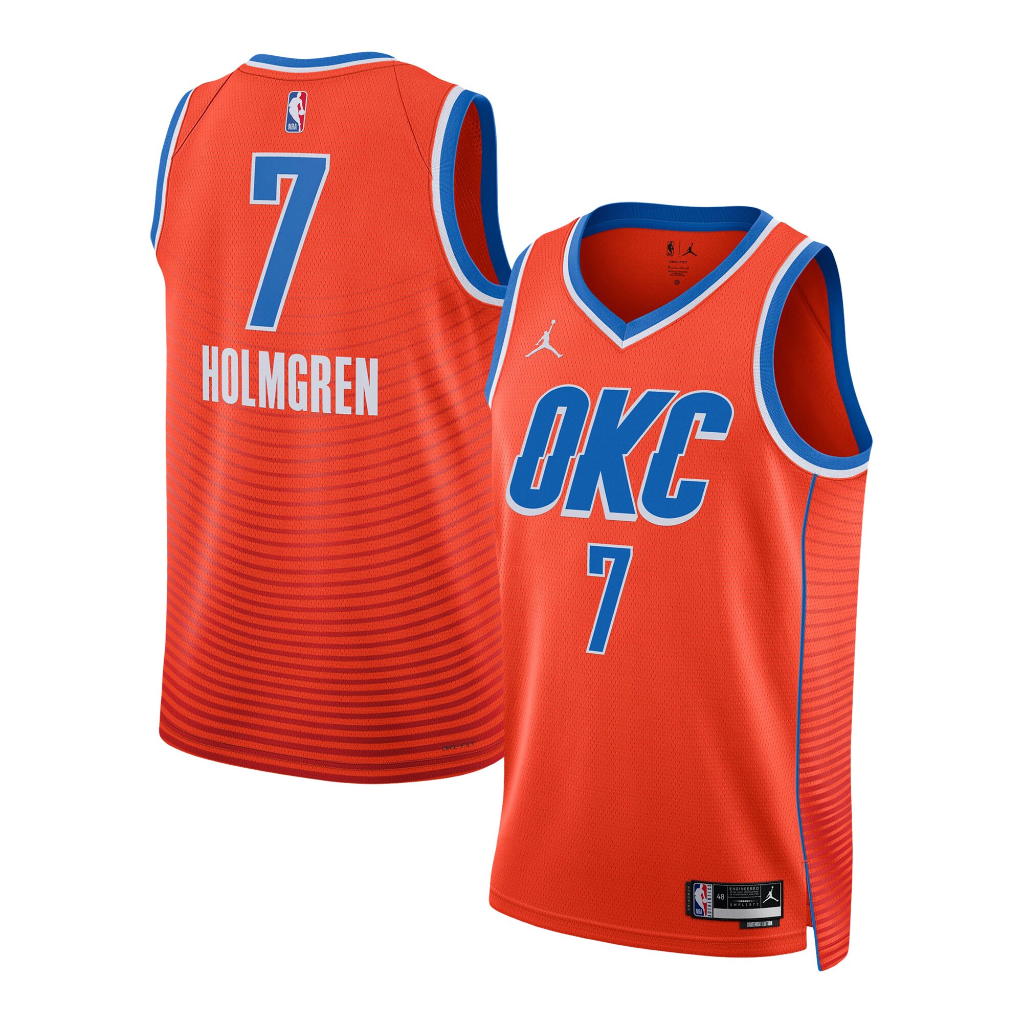 Oklahoma City Thunder unisex oklahoma city thunder chet holmgren jordan brand orange swingman jersey – statement edition | NBA Store
