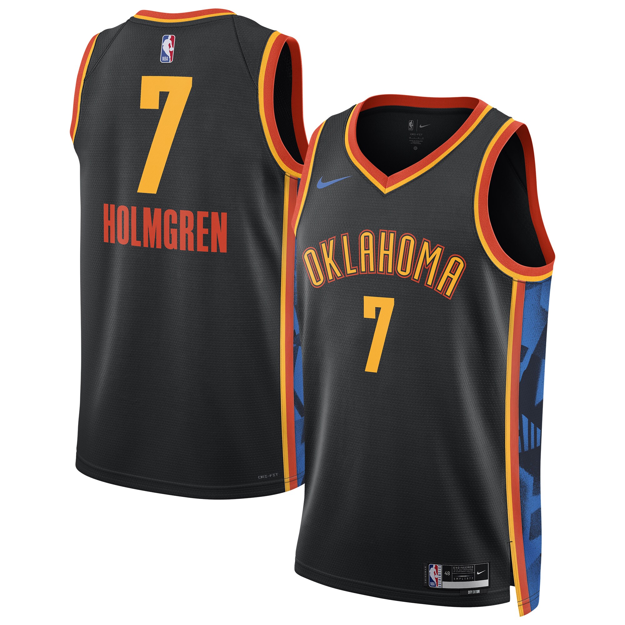 Oklahoma City Thunder unisex oklahoma city thunder chet holmgren nike black 202425 swingman player jersey – city edition | NBA Store