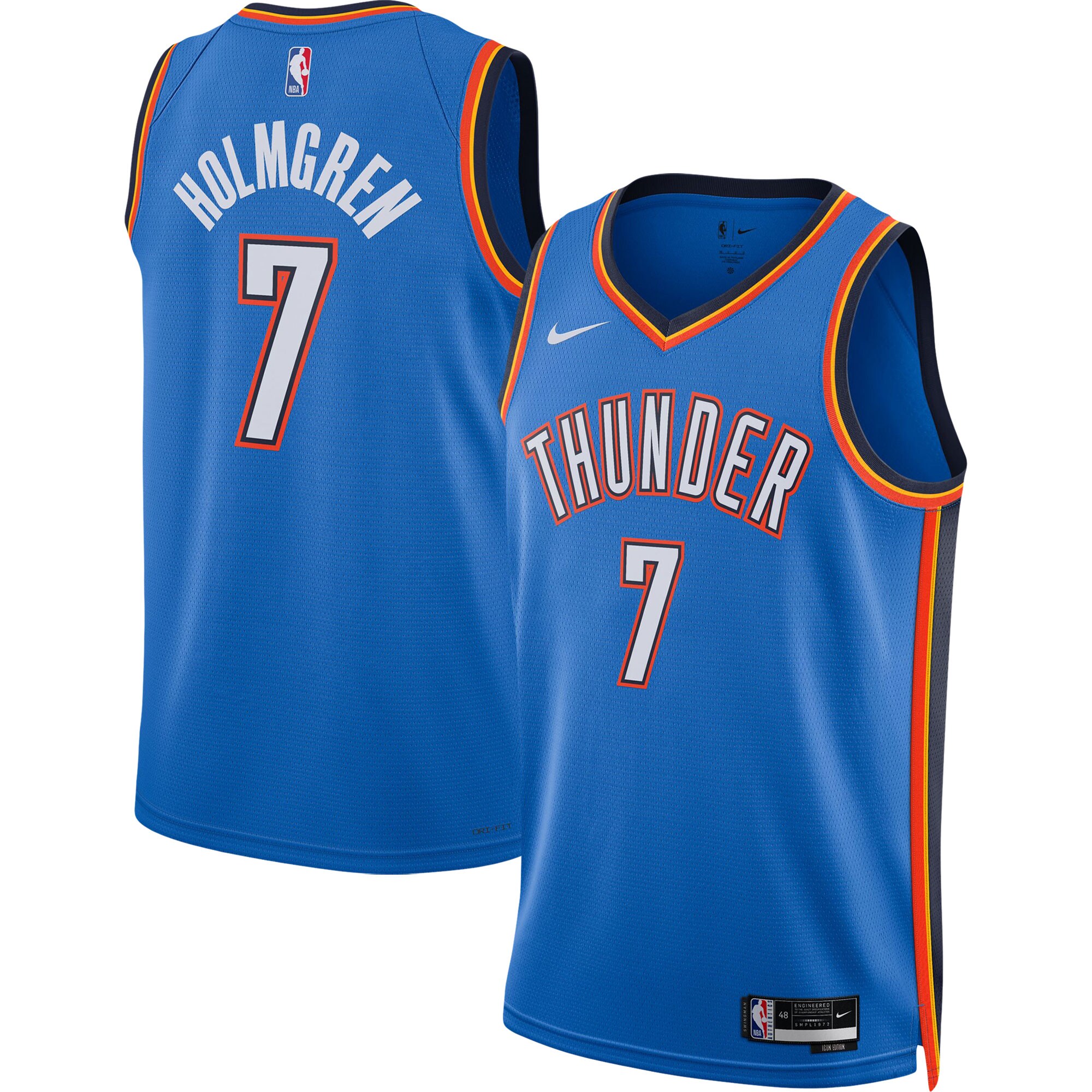 Oklahoma City Thunder unisex oklahoma city thunder chet holmgren nike blue 2022 nba draft first round pick player swingman jersey – icon edition | NBA Store