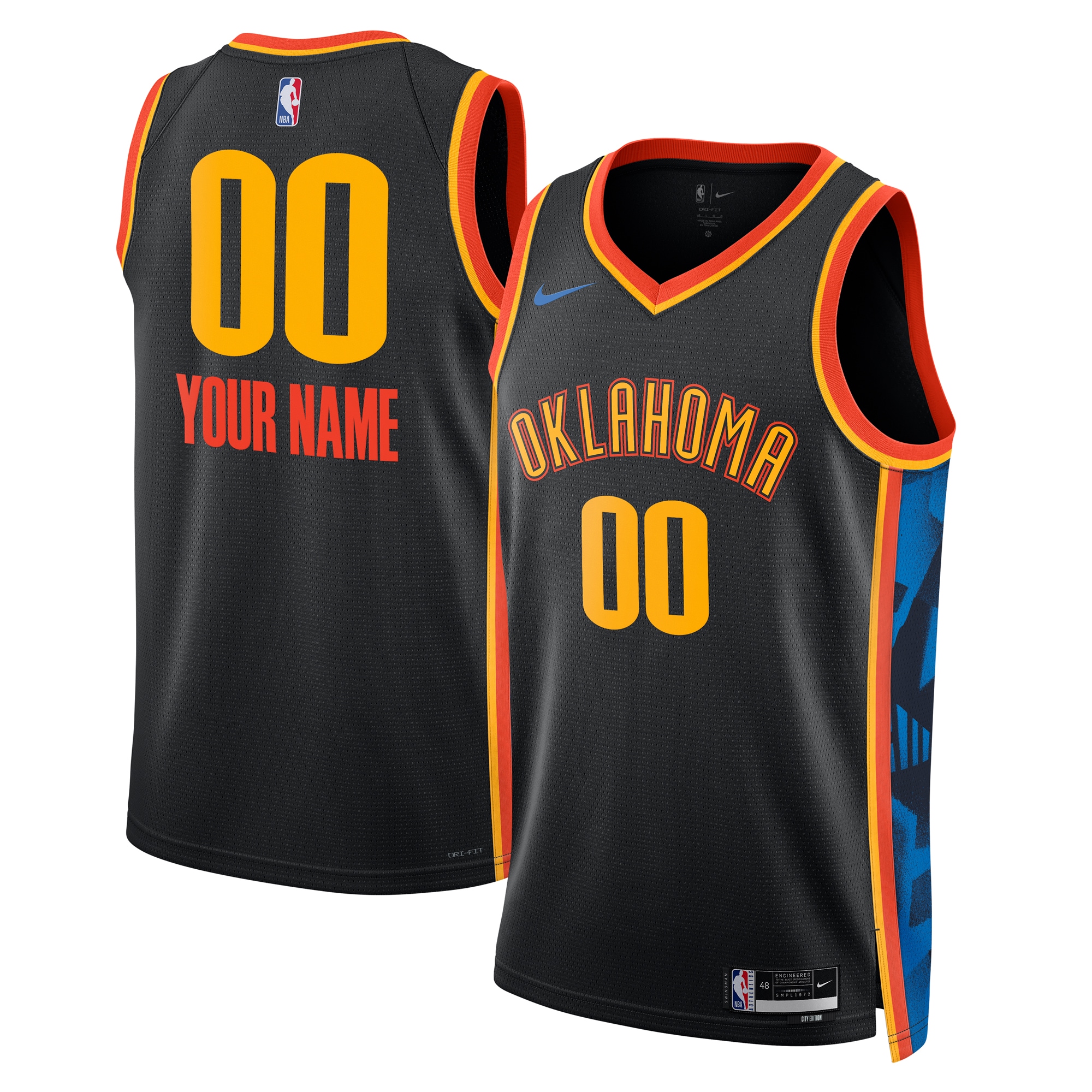 Oklahoma City Thunder unisex oklahoma city thunder nike black 202425 custom swingman jersey – city edition | NBA Store