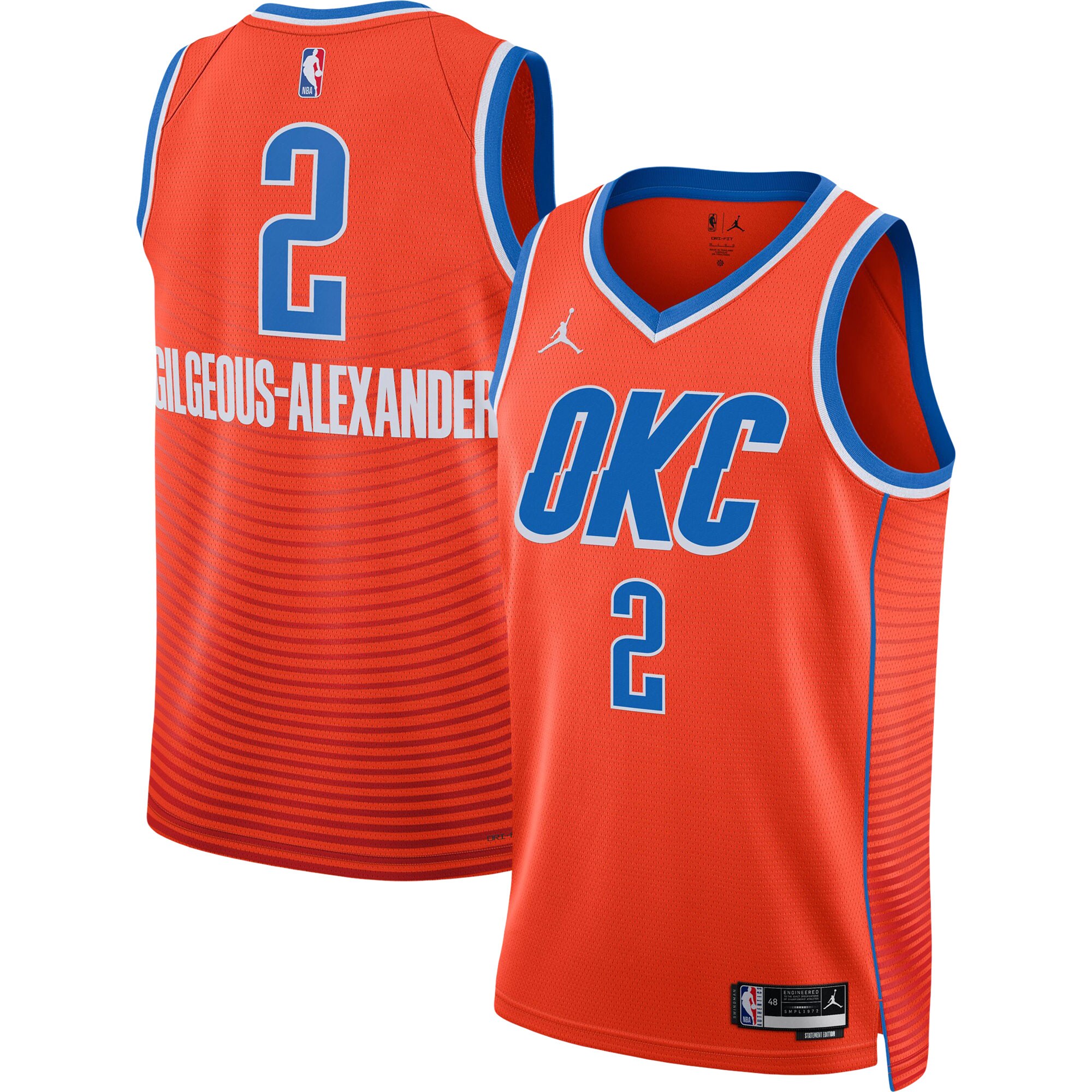 Oklahoma City Thunder unisex oklahoma city thunder shai gilgeous-alexander jordan brand orange swingman jersey – statement edition | NBA Store