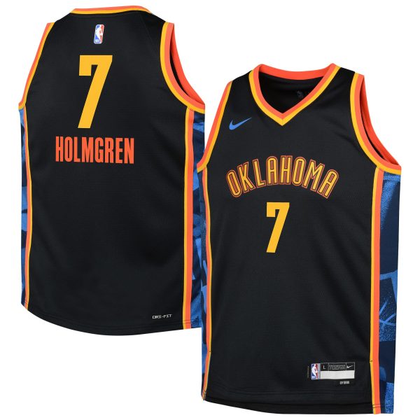 Oklahoma City Thunder youth oklahoma city thunder chet holmgren nike black 202425 swingman player jersey – city edition | NBA Store